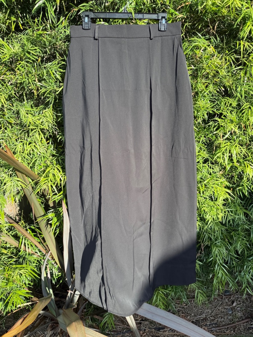 Women's Black Maxi Skirt with Pleat Detail